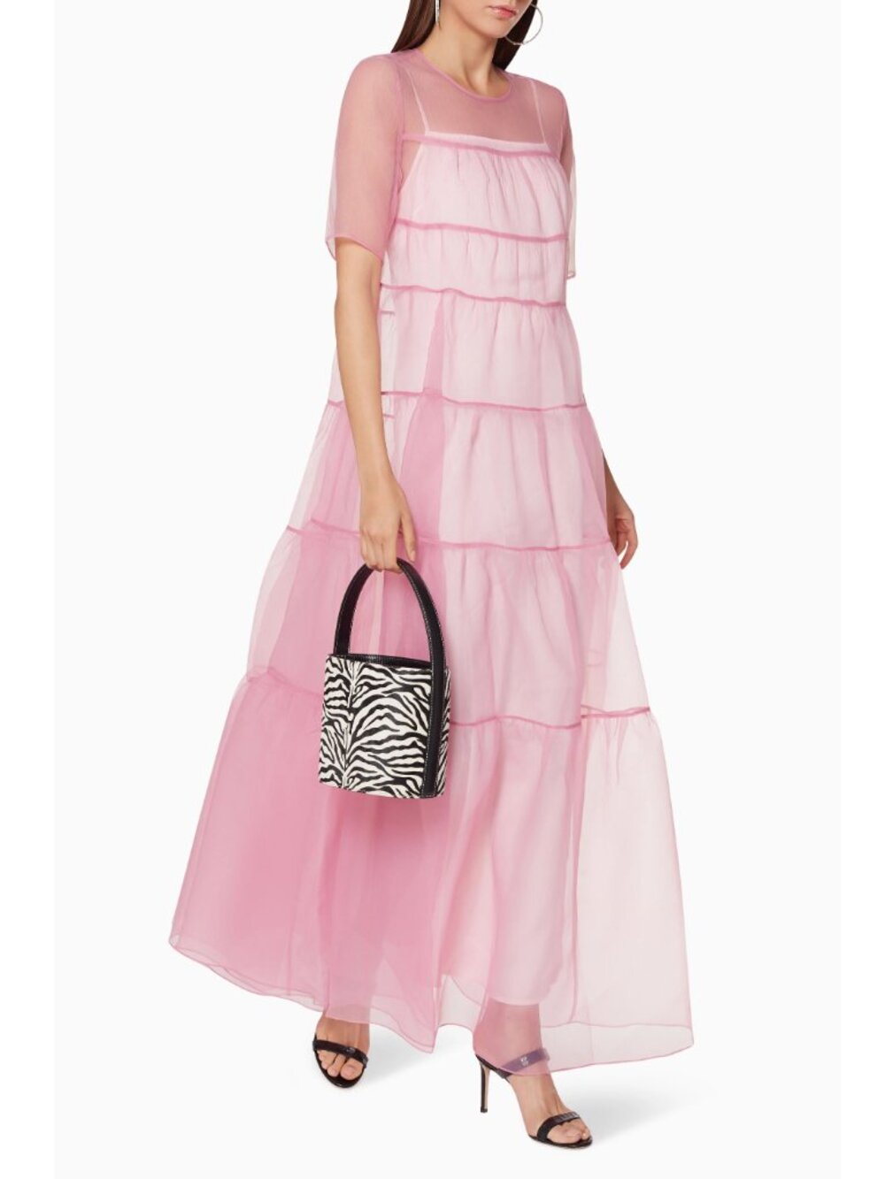 STAUD Hyacinth Organza Maxi Dress Shell Pink